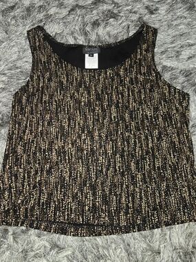 Xscape Black Metallic Gold Knit Sleeveless Tank